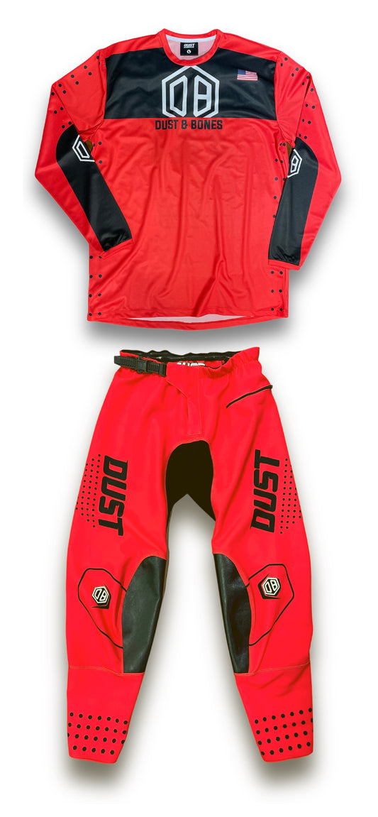 Traje Motocross | Camiseta motocross Dots / Pantalón Motocross Rojo | Equipación Enduro